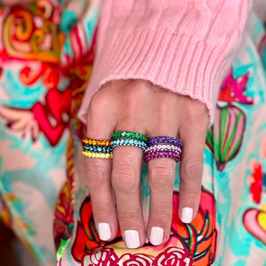 Jewelry Graziela | 3 Sided Ring - One-Of-A-Kind Dark Pink Sapphire And Fuchsia Rhodium