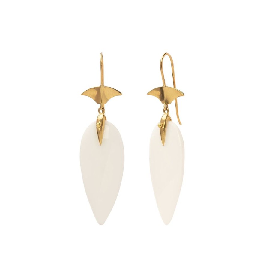 Jewelry Annette Ferdinandsen | Arrowhead Drop Earrings - White Agate