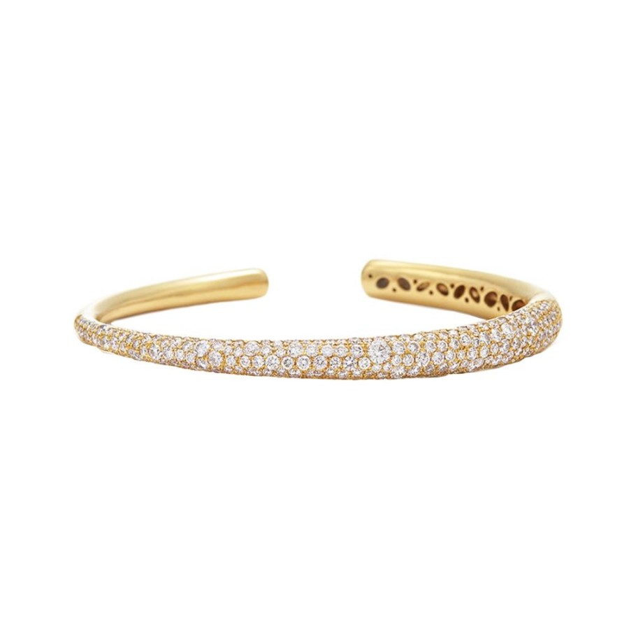 Jewelry Kwiat | Cobblestone Cuff Bangle With Pave Diamonds - Yellow Gold