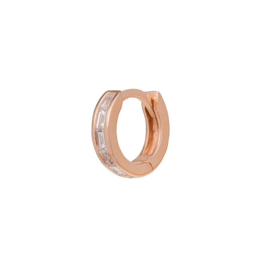 Jewelry Trouver | Half Baguette Huggie 6.5Mm - Rose Gold