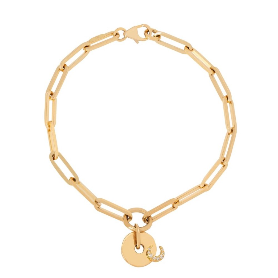 Jewelry Foundrae | Classic Fob Clip Bracelet - Diamond Crescent Disc