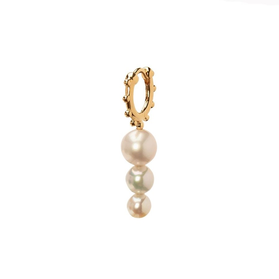 Jewelry Hirotaka | Sea Anemone Triple Drop Huggie - Pearl