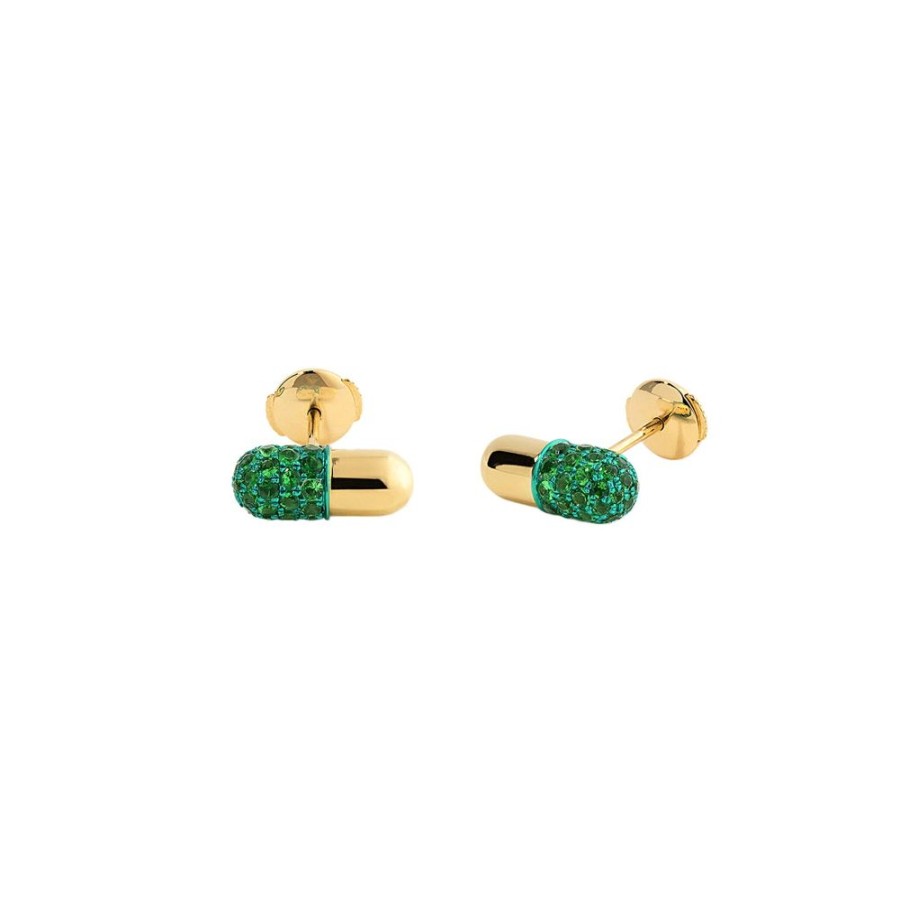 Jewelry Elior | Tsavorite Pill Stud Earrings