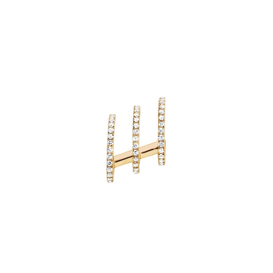 Jewelry EF Collection | Left Triple Illusion Diamond Stud - Yellow Gold