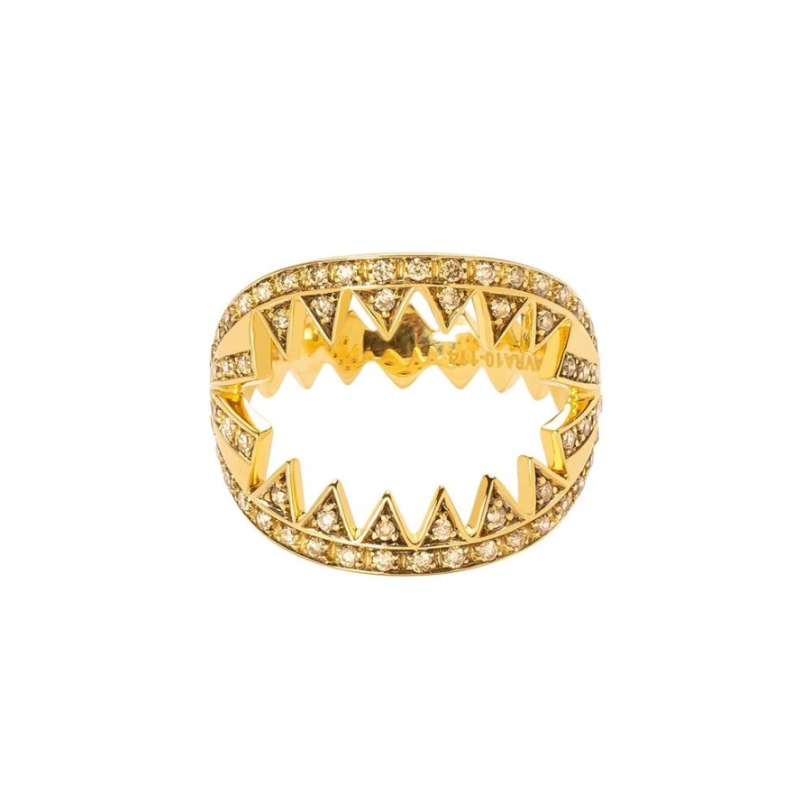 Jewelry Ara Vartanian | Zig Zag Brown Diamond Ring - Yellow Gold