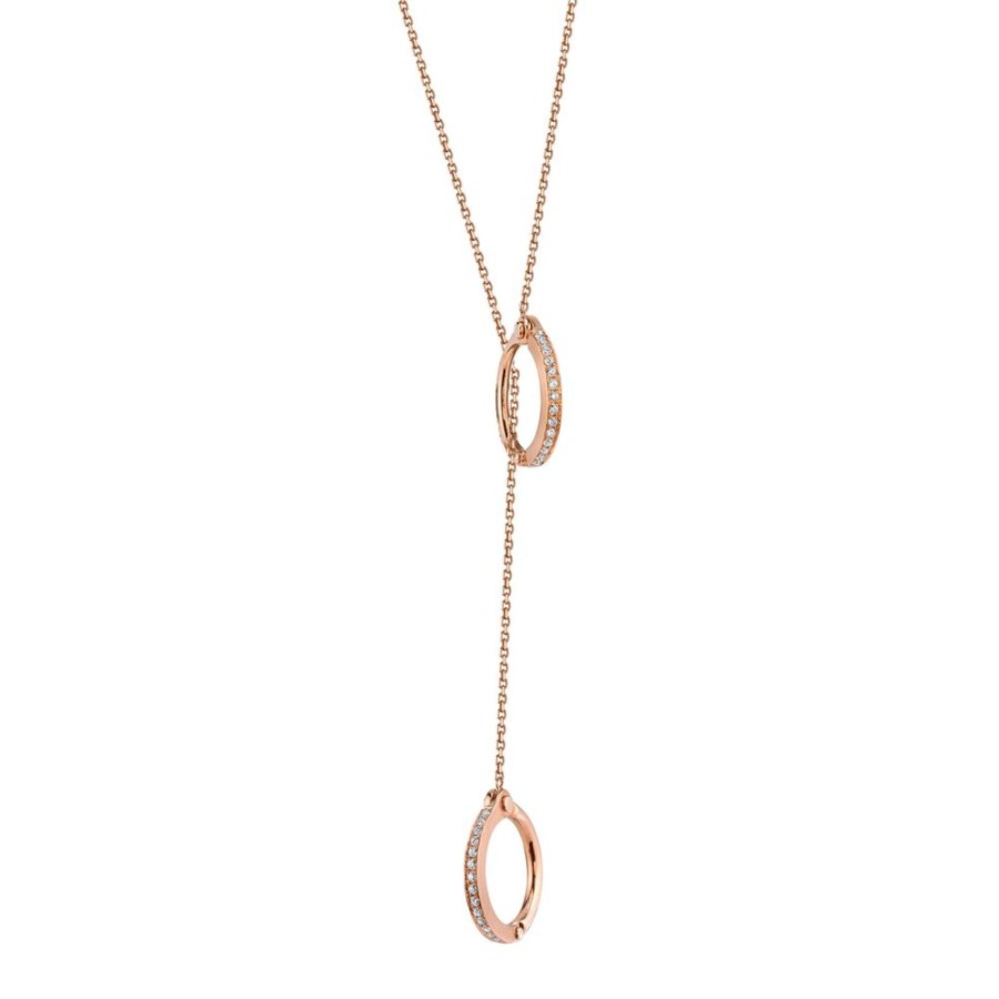 Jewelry Borgioni | Handcuff Lariat Diamond Necklace - Rose Gold