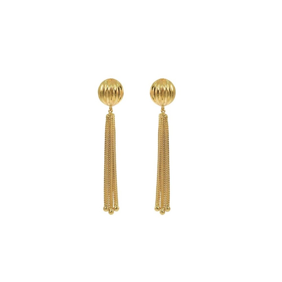 Jewelry Lalaounis | Fluted Bead Minoan Earrings With Tassels