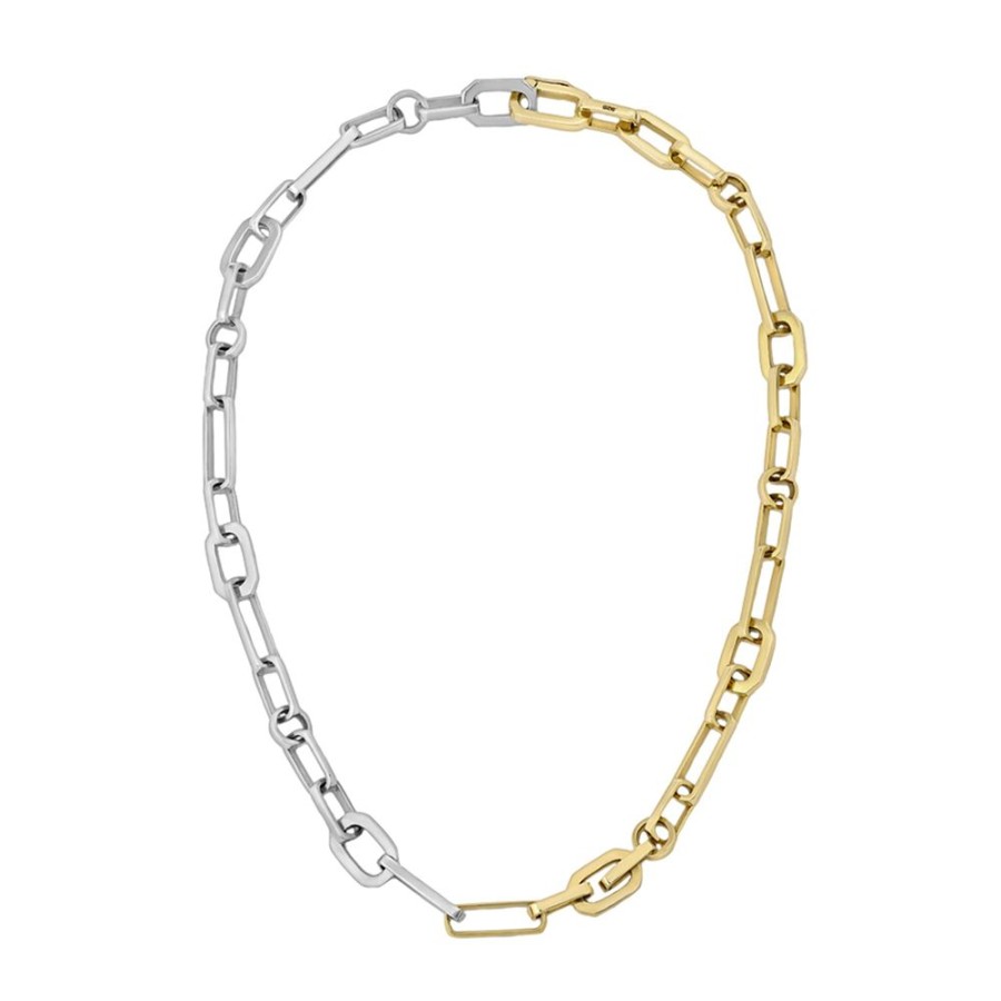 Jewelry Nancy Newberg | Mixed Link Chain Necklace - Yellow Gold & Silver