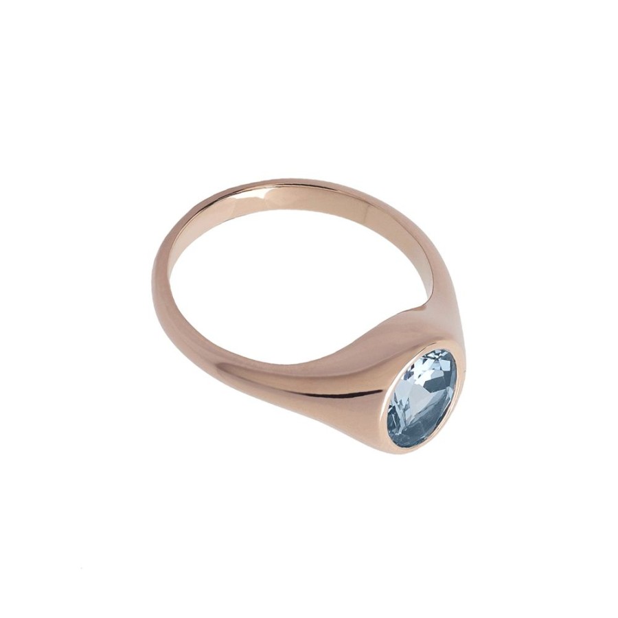 Jewelry Prasi | Saudade Aquamarine Signet Ring - Rose Gold