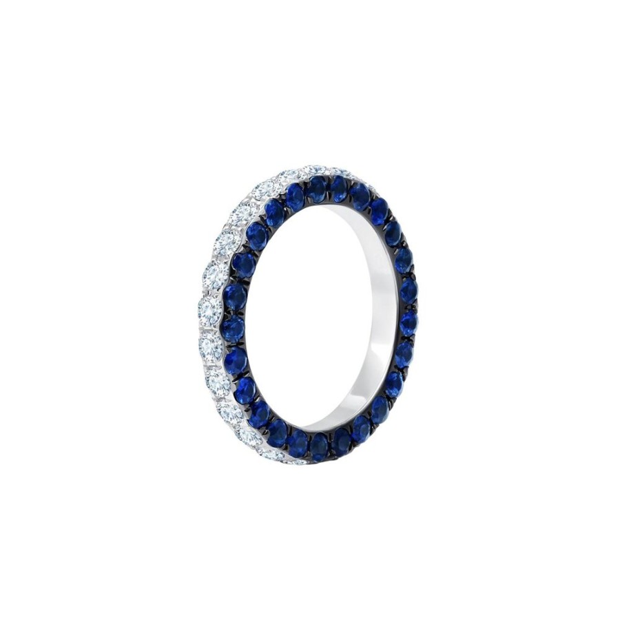 Jewelry Graziela | Blue Sapphire & Diamond 3 Sided Band Ring