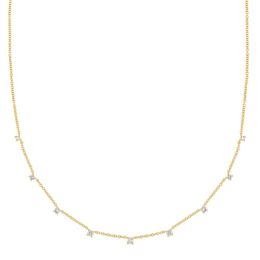 Jewelry EF Collection | 9 Prong Set Diamond Necklace - Yellow Gold