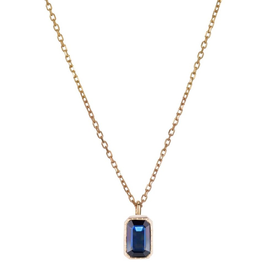 Jewelry Jennie Kwon | Emerald Cut Wisp Necklace - Sapphire