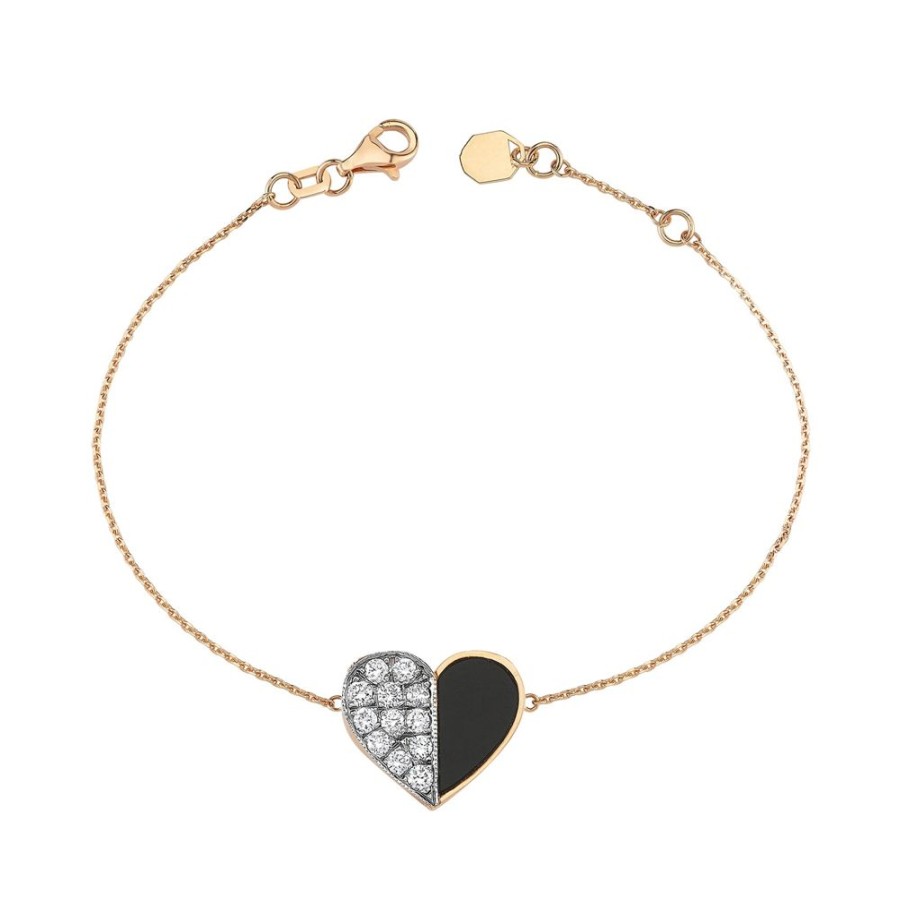 Jewelry Melis Goral | Onyx And Diamond Deep Space Heart Bracelet