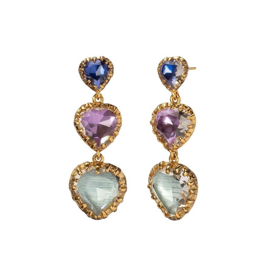 Jewelry Larkspur & Hawk | Valentina 'I Love Ny' Three Drop Earrings - Blue