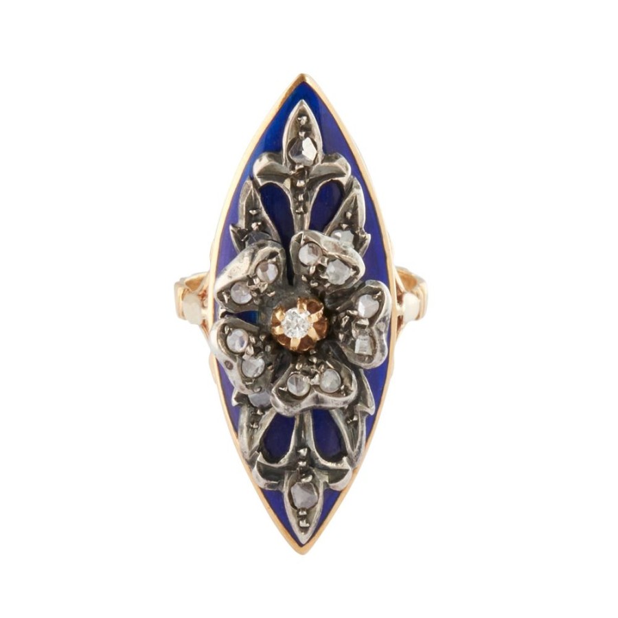 Jewelry Antique & Vintage Jewelry | Blue Enamel Flower Ring