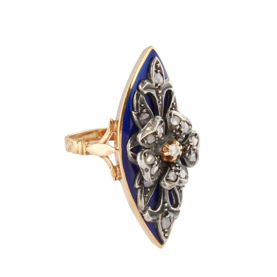 Jewelry Antique & Vintage Jewelry | Blue Enamel Flower Ring