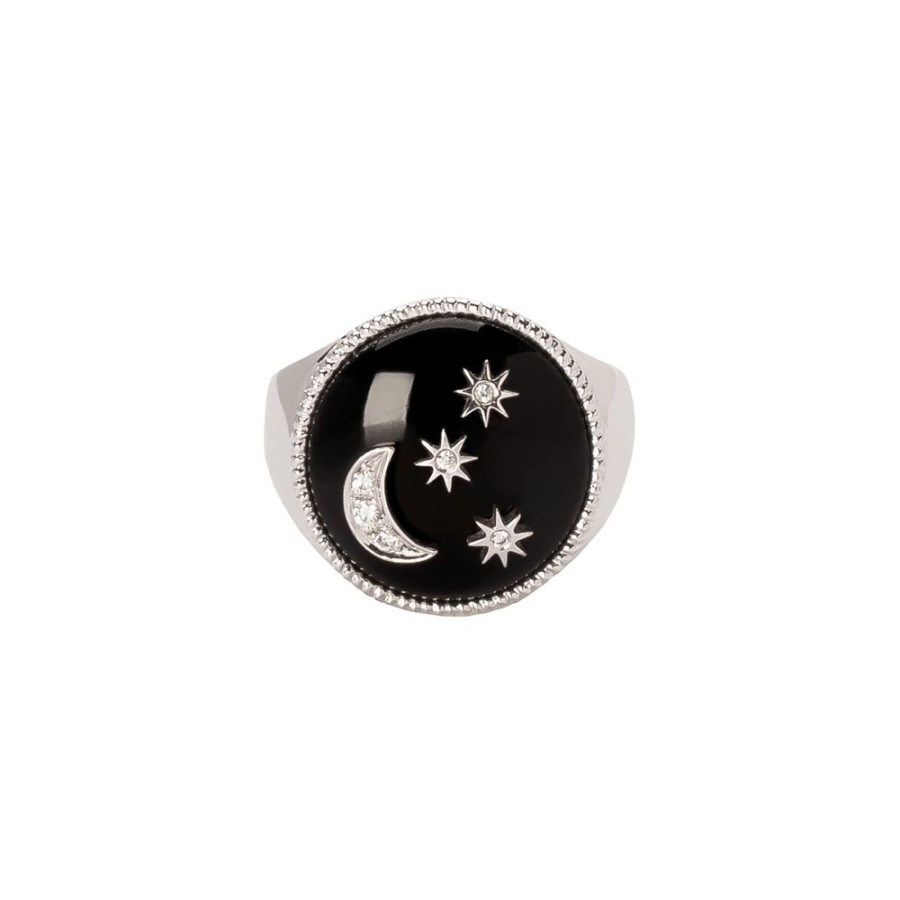 Jewelry Colette | Moon & Stars Onyx Signet Ring