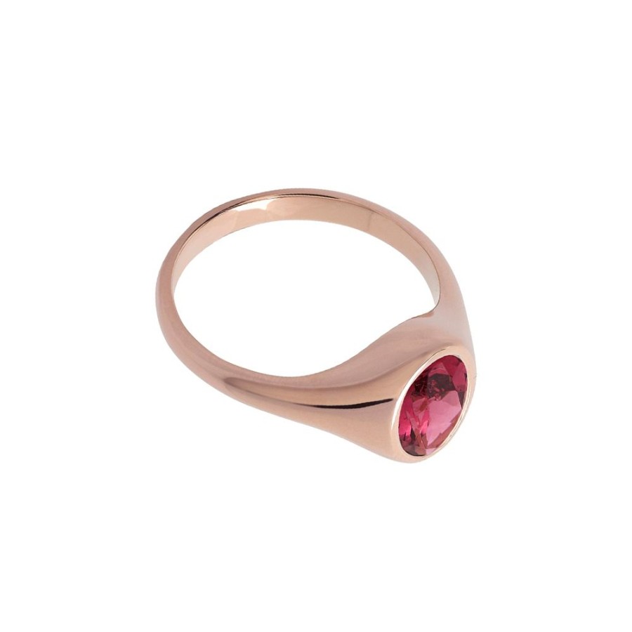 Jewelry Prasi | Saudade Pink Tourmaline Signet Ring - Rose Gold