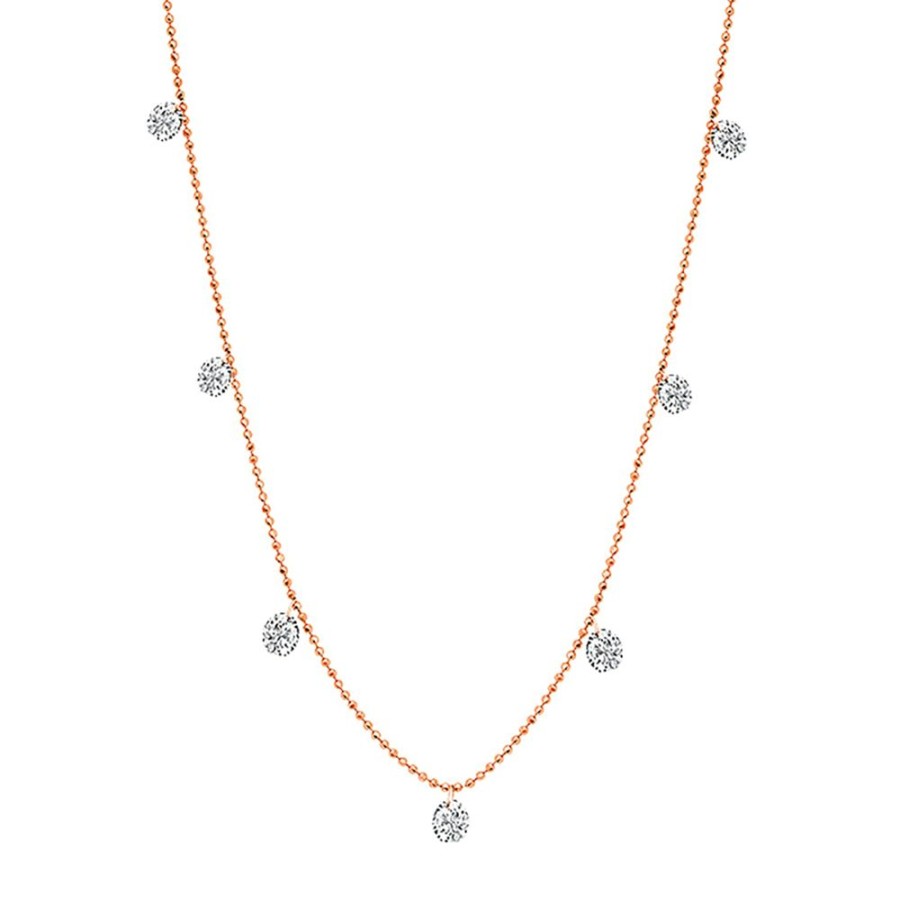 Jewelry Graziela | Small Floating Diamond Necklace - Rose Gold