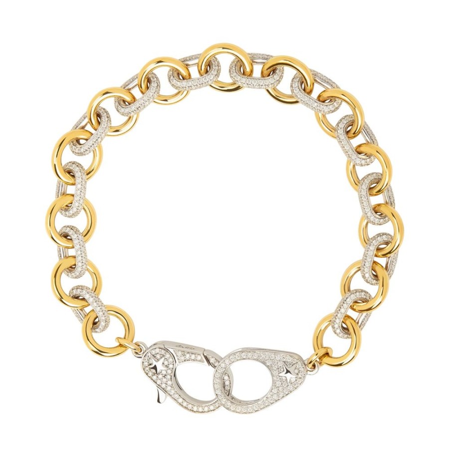 Jewelry Foundrae | Midsized Mixed Link Bracelet - Pave Diamond