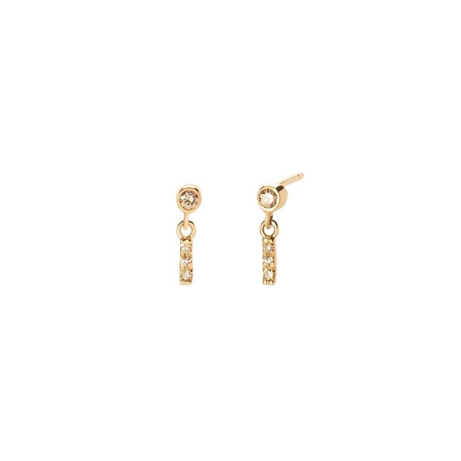 Jewelry Xiao Wang | Gravity Earrings - Champagne & White Diamond