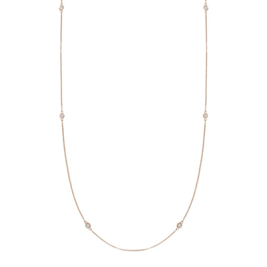 Jewelry Loquet | 32" Long Fine Diamond Chain Necklace - Rose Gold