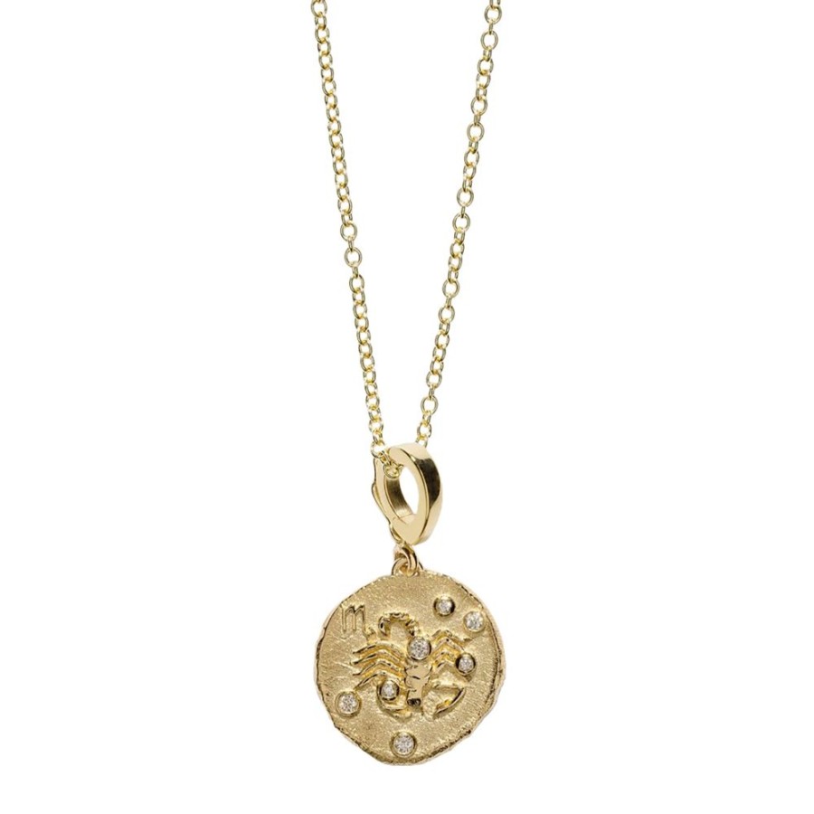 Jewelry Azlee | Zodiac Small Coin Charm Necklace - Scorpio