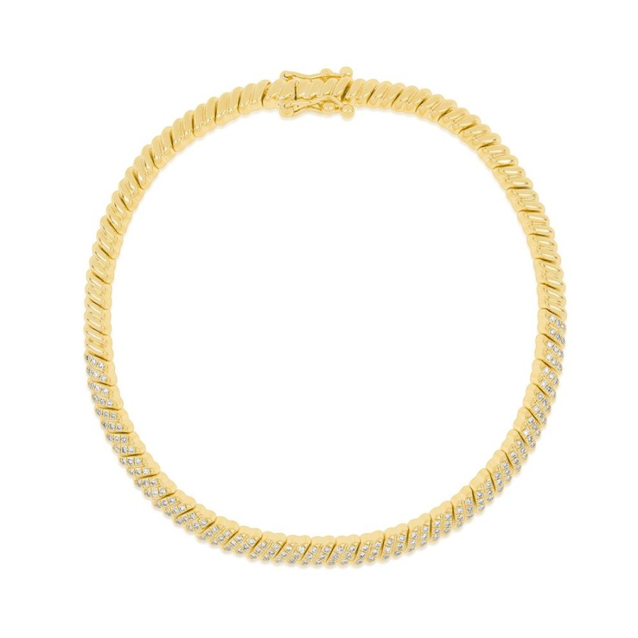 Jewelry EF Collection | Half Pave Diamond Twist Bracelet