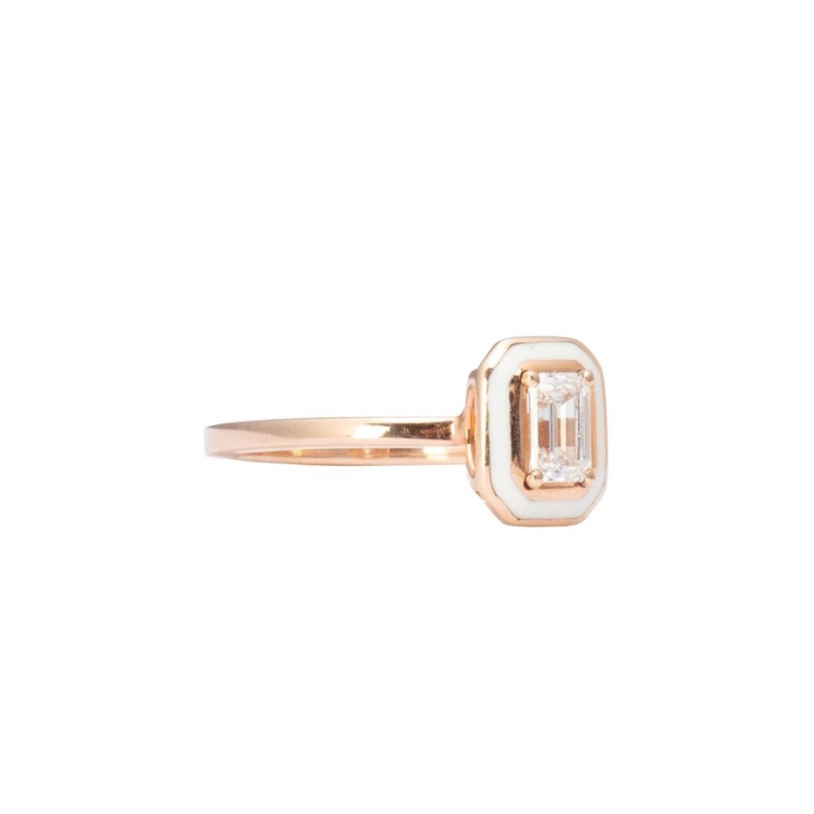 Jewelry Selim Mouzannar | Mina Rectangle Ring - Ivory Enamel