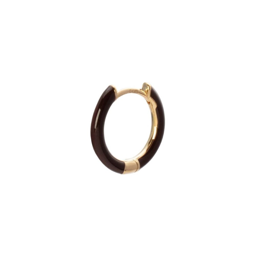 Jewelry Trouver | Enamel Huggie 8Mm - Chocolate