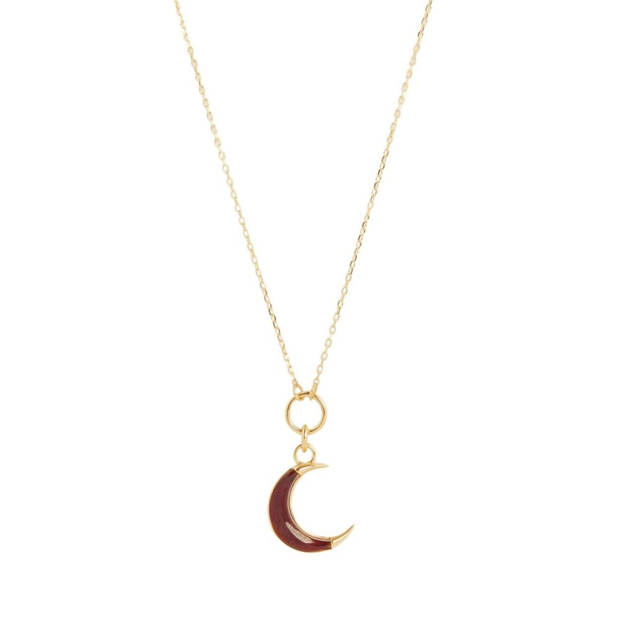 Jewelry Foundrae | Karma Crescent Fine Layer Necklace - Garnet