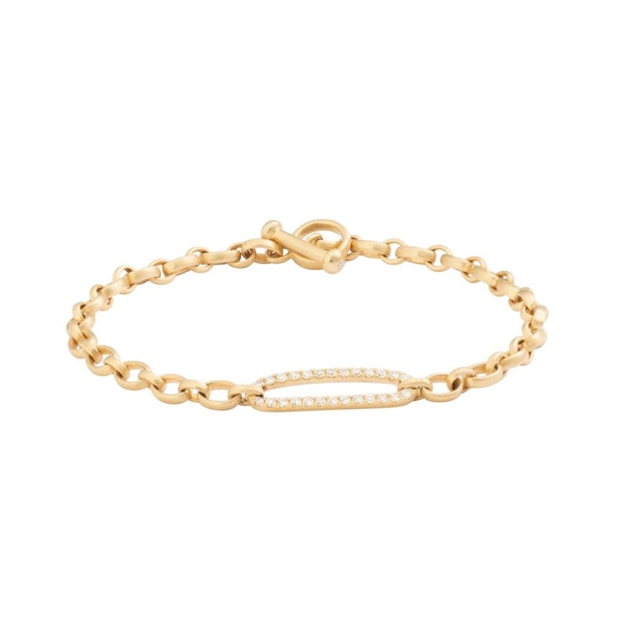 Jewelry Loriann Stevenson | Handmade Signature Oval Link Toggle Bracelet W Diamond Oval Bar