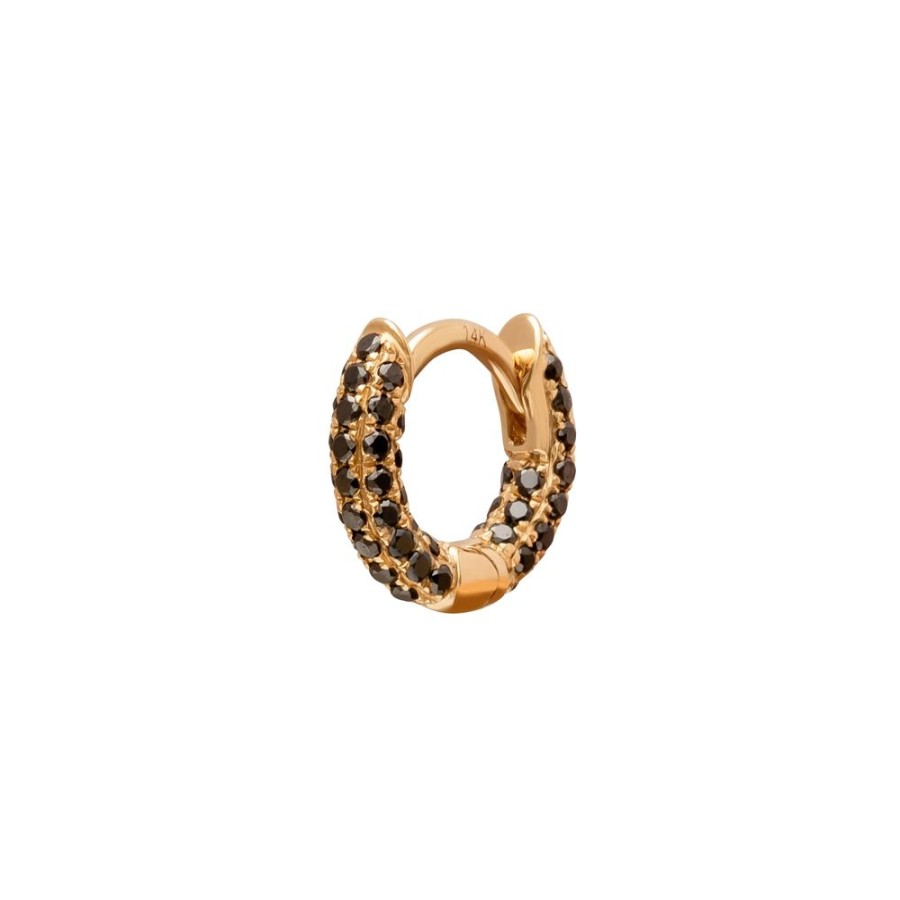 Jewelry Trouver | Five Row Black Diamond Huggie 5Mm - Yellow Gold