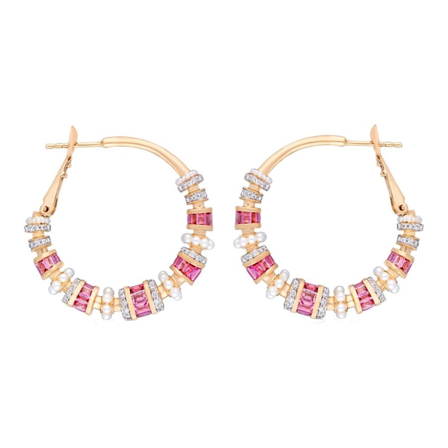 Jewelry Moksh | Paro Hoop Earrings - Tourmaline And Pearl