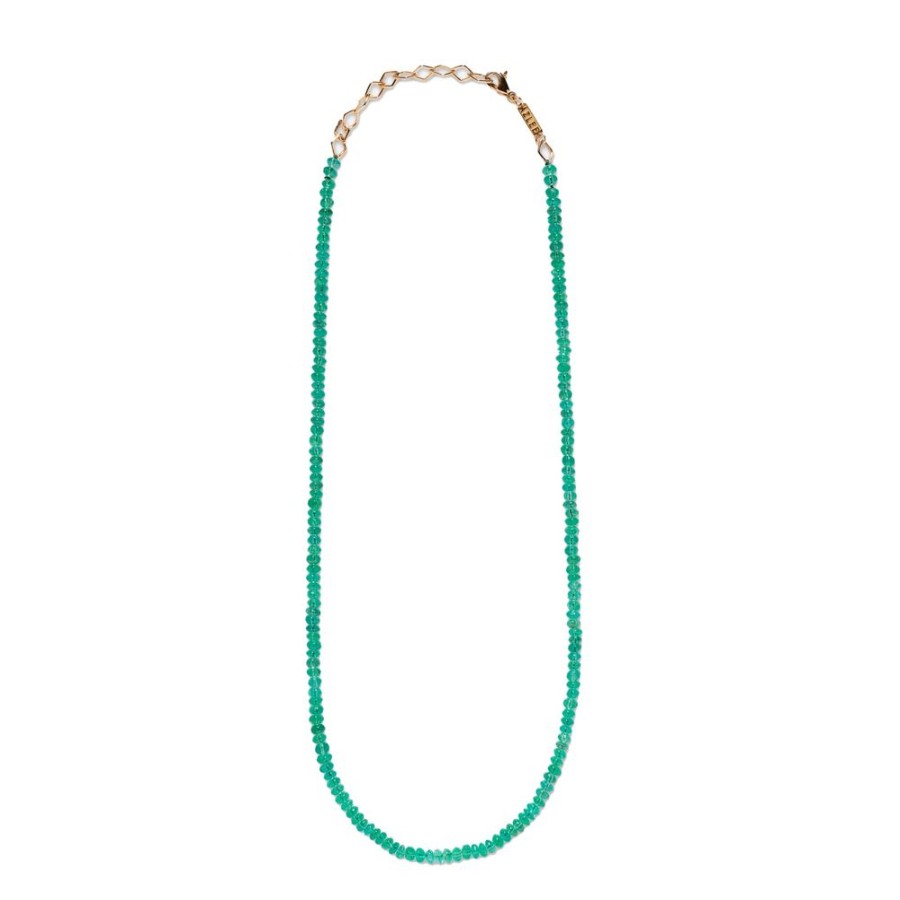 Jewelry Azlee | Adjustable Small Bead Necklace - Emerald