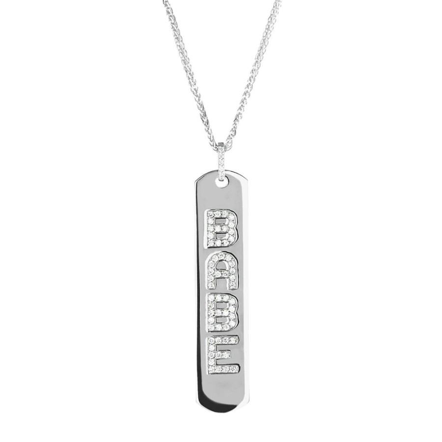 Jewelry Carbon & Hyde | Custom Longtag Necklace - White Gold