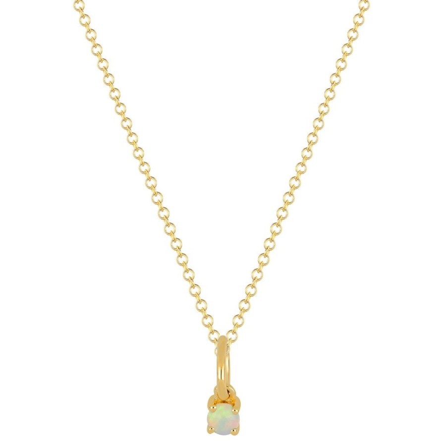 Jewelry EF Collection | Opal Birthstone Necklace - Yellow Gold