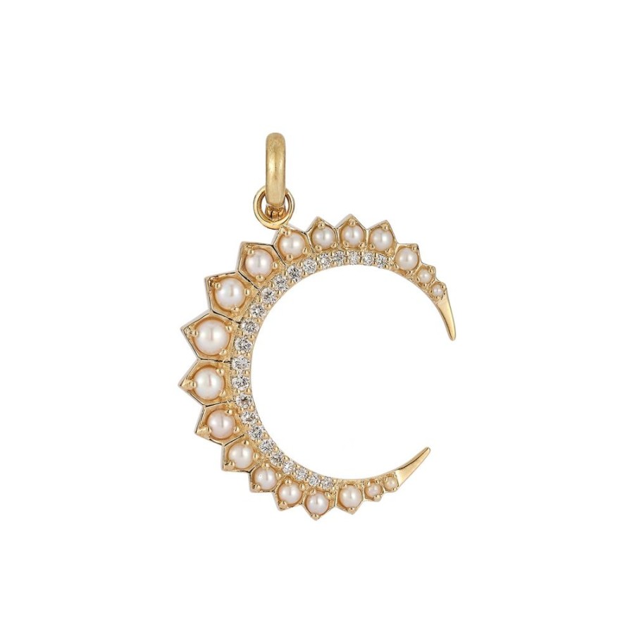 Jewelry Storrow | Estelle Crescent Moon Charm - Pearl