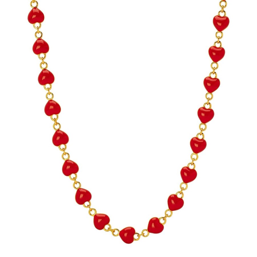 Jewelry Buddha Mama | Mini Puffy Heart Necklace - Red & Diamond