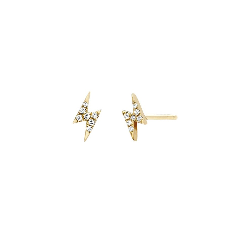 Jewelry EF Collection | Mini Lightning Bolt Studs - Yellow Gold