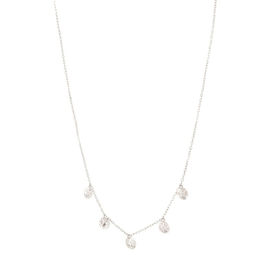 Jewelry Persée Paris | Danae Five Diamond Hang Up Necklace - White Gold