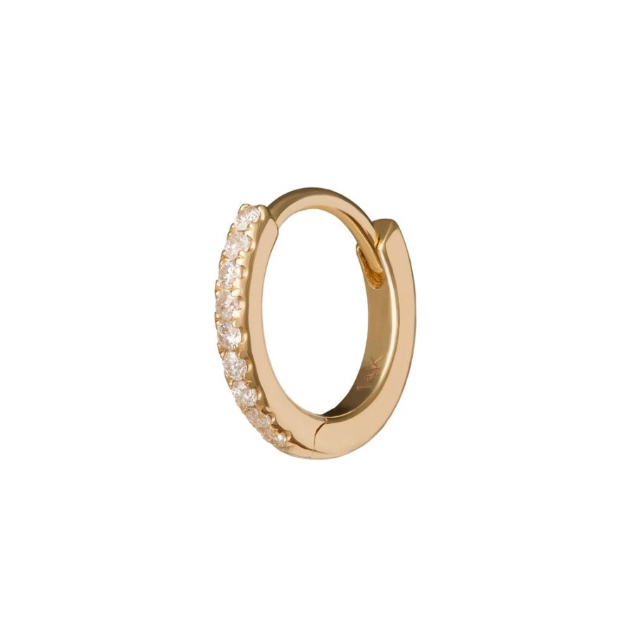 Jewelry Trouver | Half Paved Huggie 8Mm - Yellow Gold