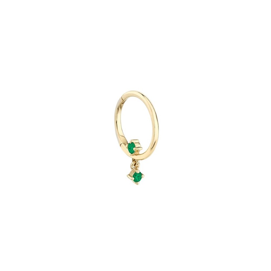 Jewelry Lizzie Mandler | Seamless Star Drop Huggie - Emerald