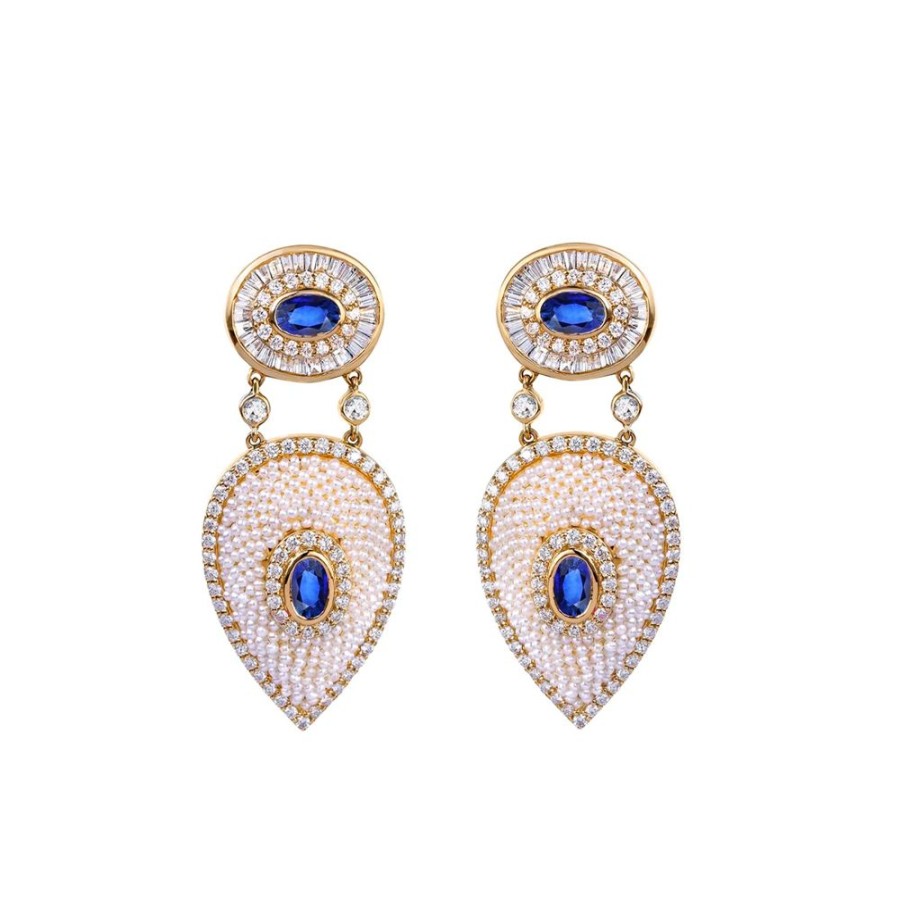 Jewelry Moksh | Bombay Drop Earrings - Blue Sapphire