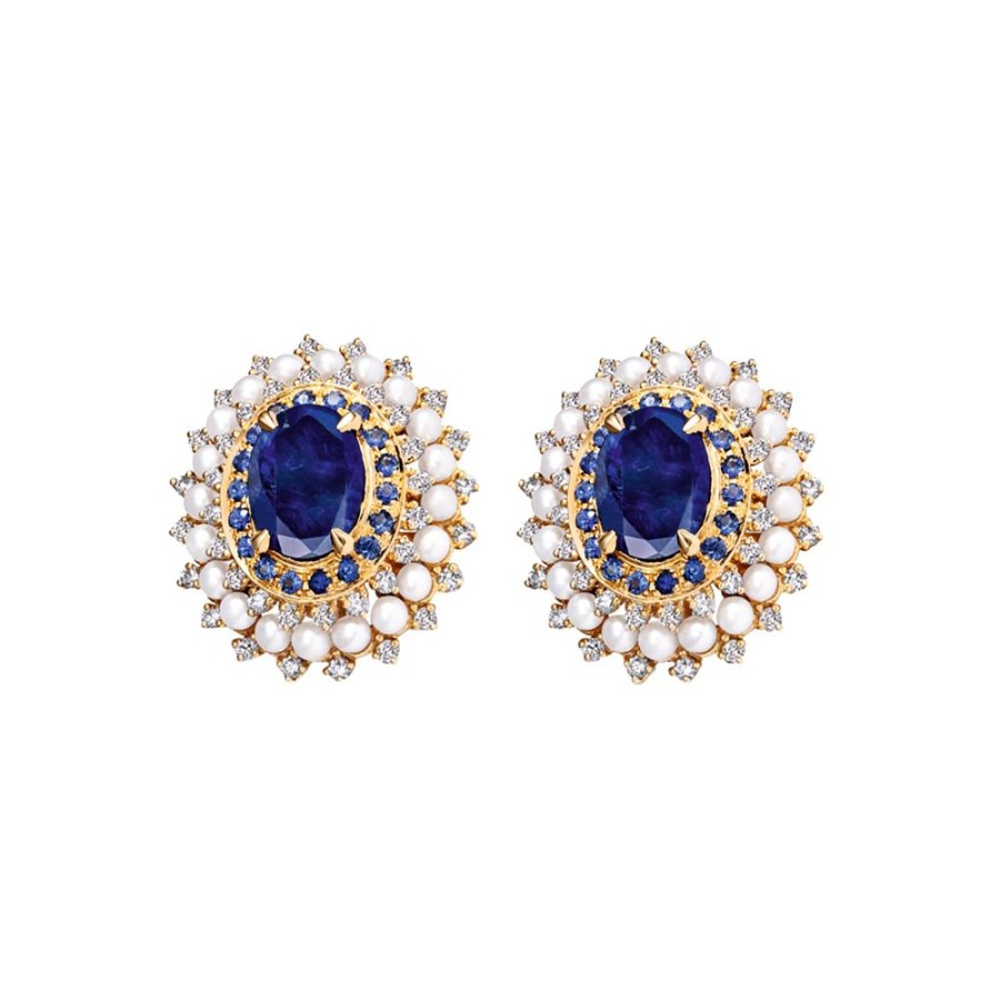 Jewelry Moksh | Kyoto Statement Earrings - Sapphire