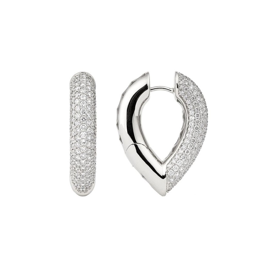 Jewelry Engelbert | Drop Link Diamond Earrings - White Gold 28Mm