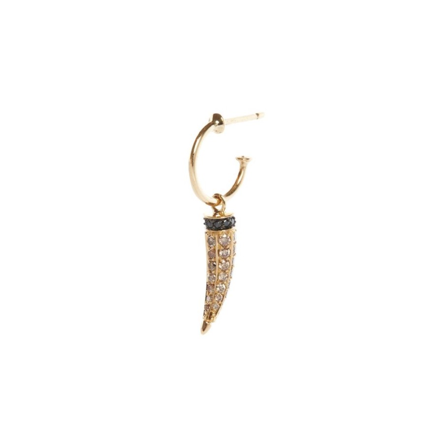 Jewelry Ara Vartanian | Horn Earring - Black And Brown Diamond