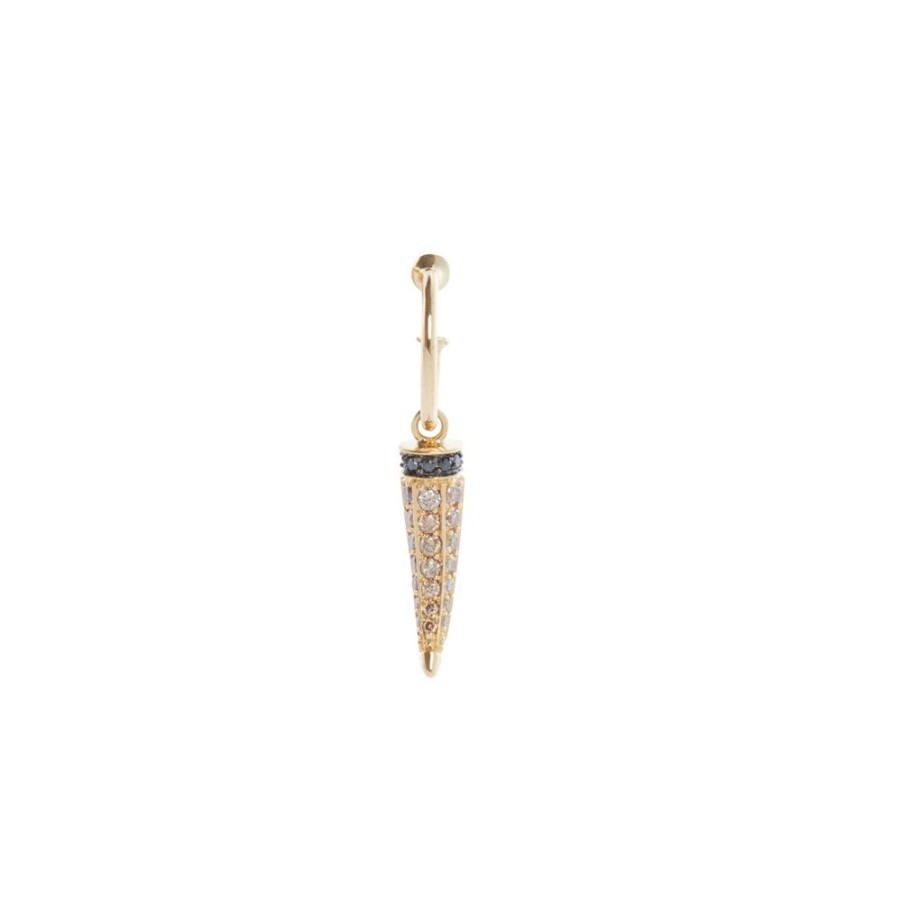 Jewelry Ara Vartanian | Horn Earring - Black And Brown Diamond