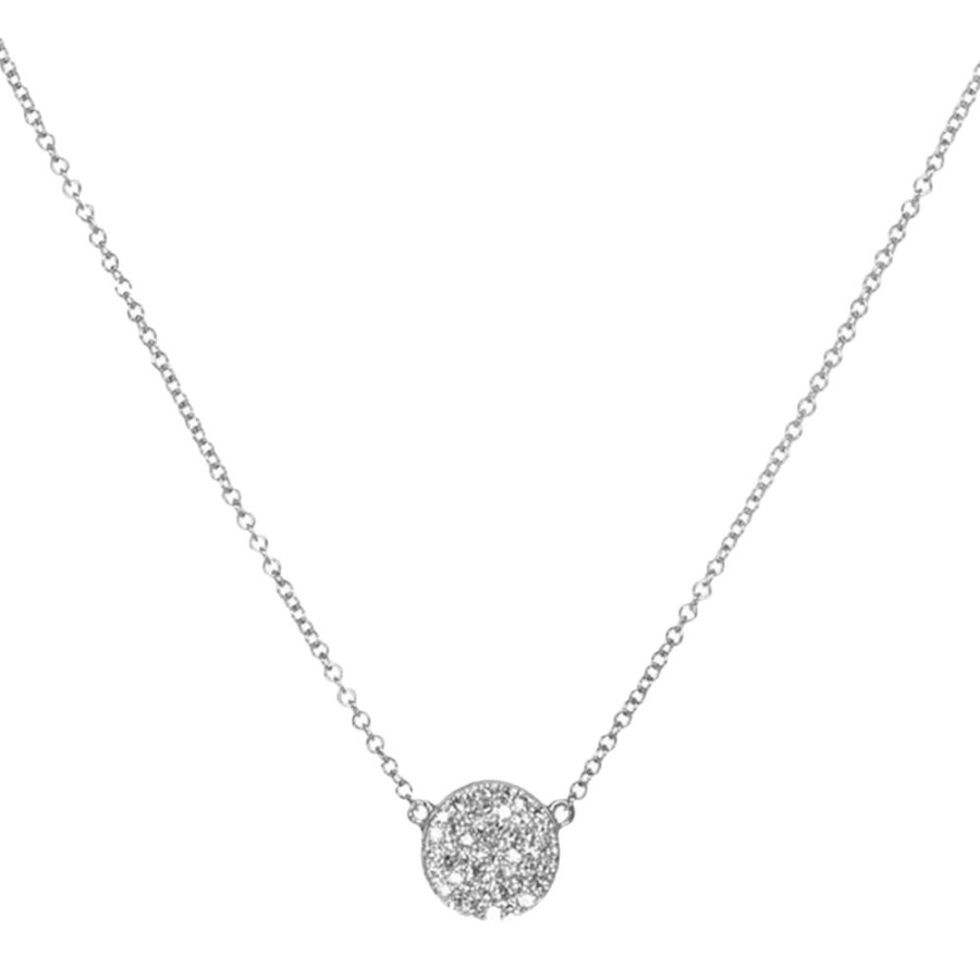 Jewelry EF Collection | Diamond Disk Necklace - White Gold