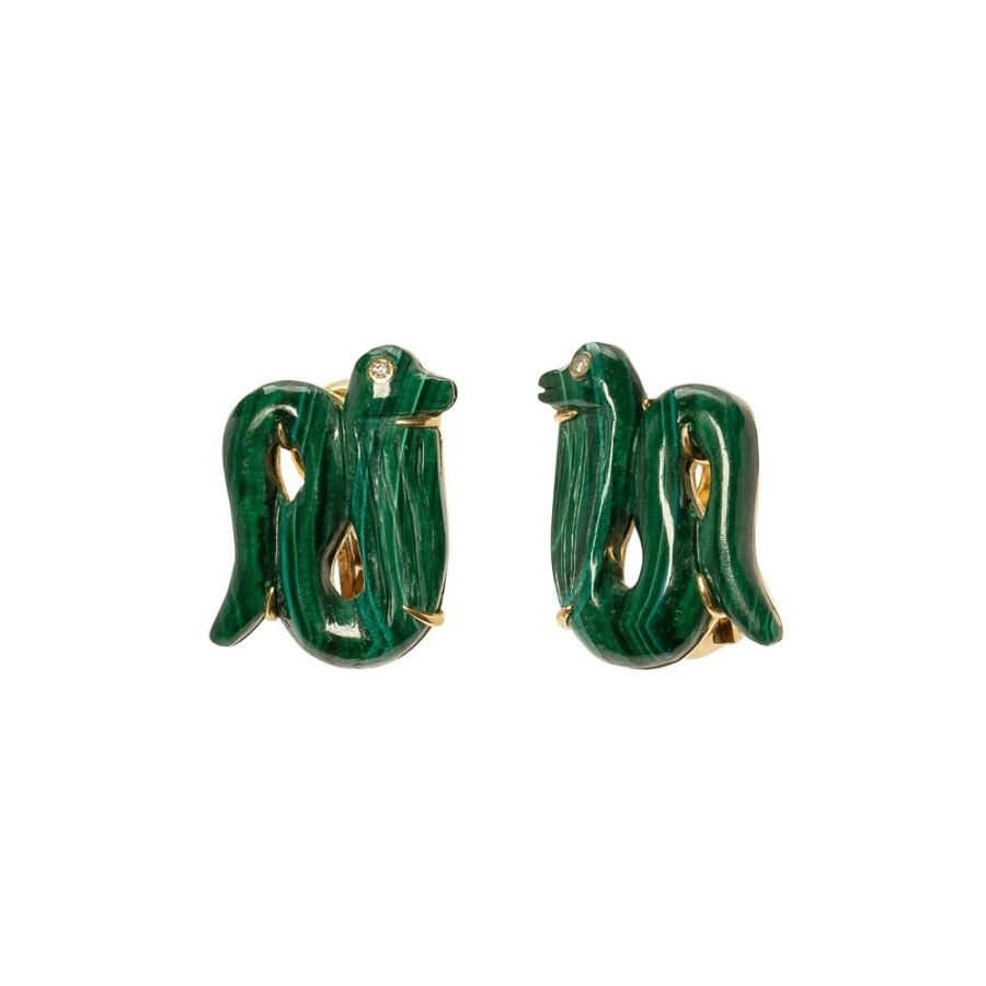 Jewelry Silvia Furmanovich | Miniature Egypt Snake Earrings - Malachite